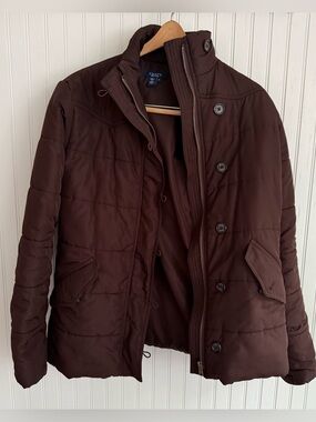 Chaps Brown Quilted Women's Puffer Coat Size Small